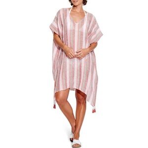 Seafolly Ocean Alley Vertical Stripe Caftan Spice One Size NWT